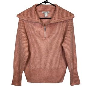 Cupcakes & Cashmere Pink Quarter Zip Knit Long Sleeve Pullover Sweater S